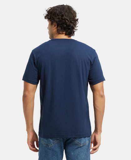 Pack of 2 Super Combed Cotton Rich Round Neck Half Sleeve T-Shirt - Navy & Black