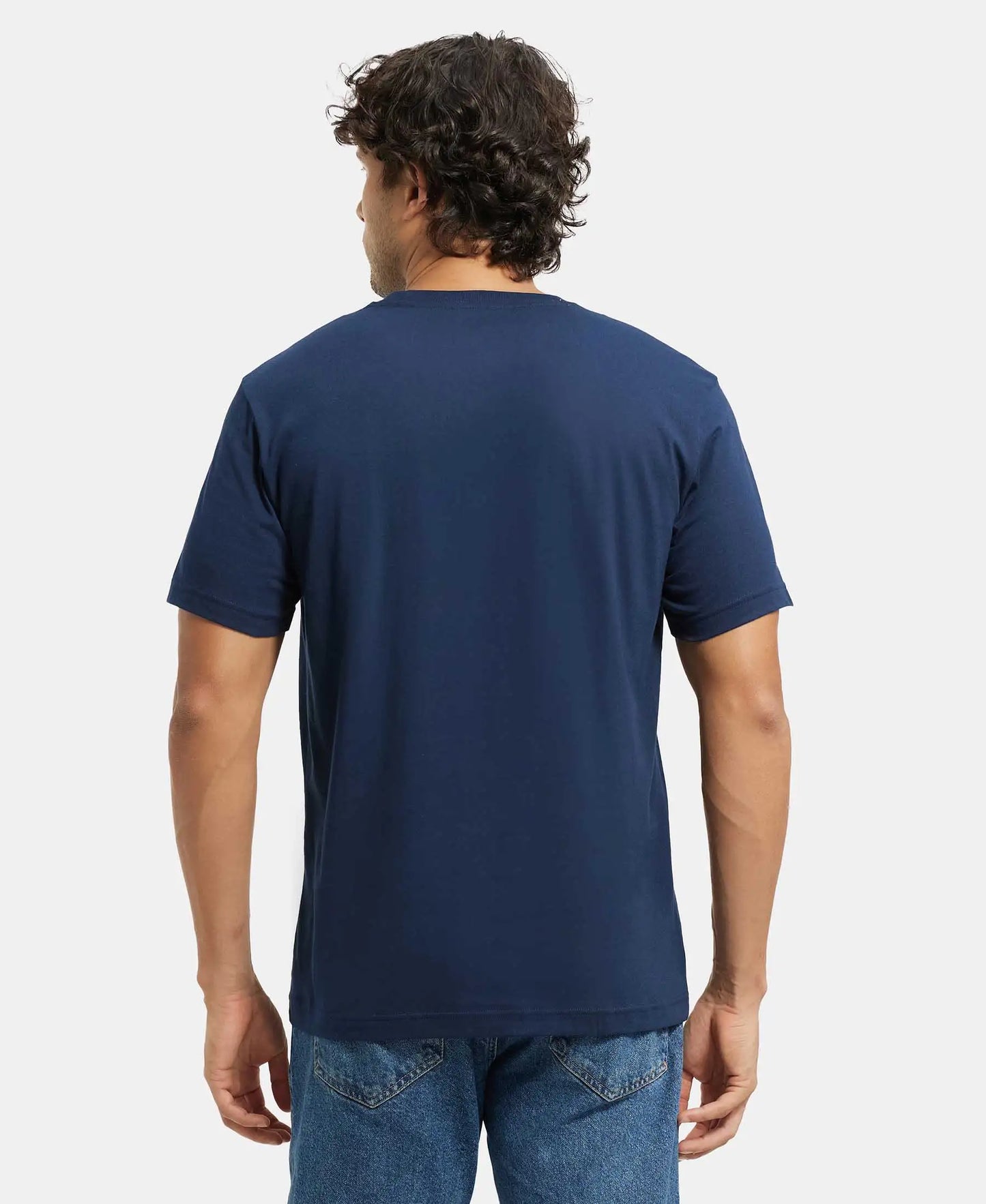 Super Combed Cotton Rich Round Neck Half Sleeve T-Shirt - Navy-3