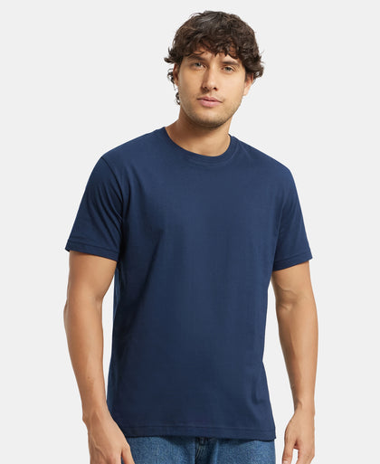 Pack of 2 Super Combed Cotton Rich Round Neck Half Sleeve T-Shirt - Navy & Black