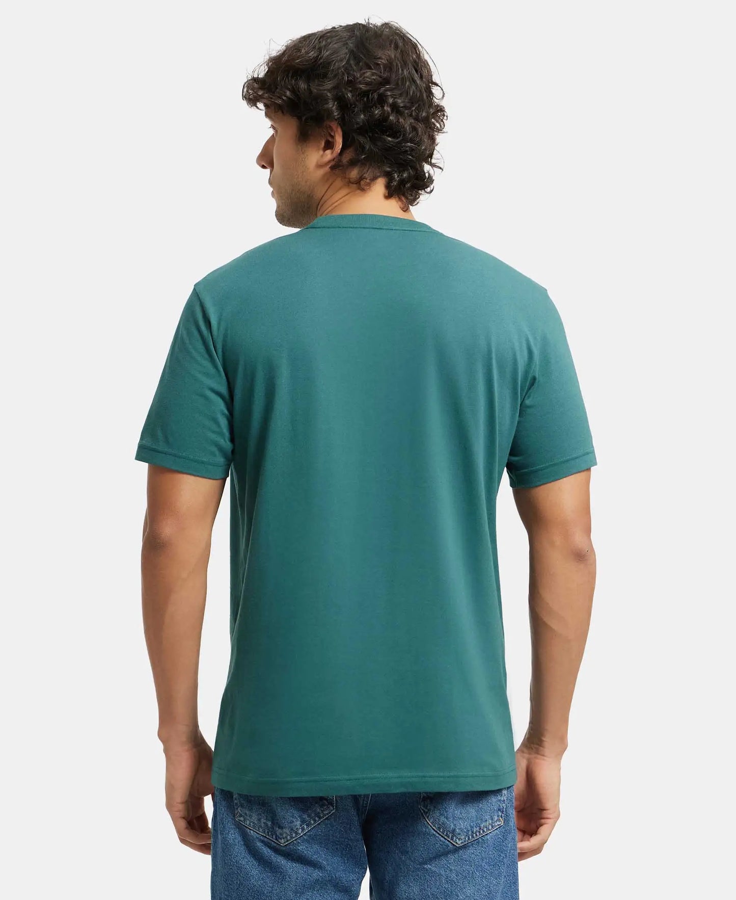 Super Combed Cotton Rich Round Neck Half Sleeve T-Shirt - Pacific Green-3