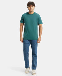 Super Combed Cotton Rich Round Neck Half Sleeve T-Shirt - Pacific Green-4