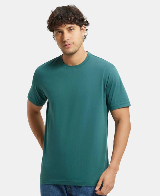 Super Combed Cotton Rich Round Neck Half Sleeve T-Shirt - Pacific Green-5