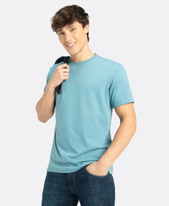 Super Combed Cotton Rich Round Neck Half Sleeve T-Shirt - Provincial Blue