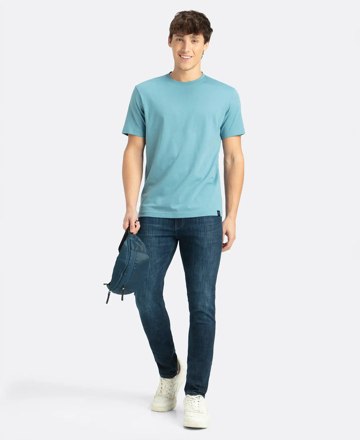 Super Combed Cotton Rich Round Neck Half Sleeve T-Shirt - Provincial Blue