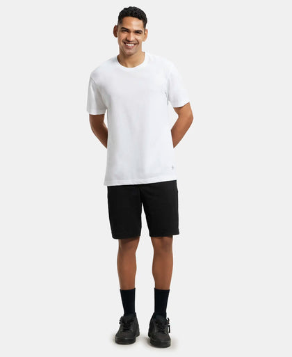 Pack of 3 Super Combed Cotton Rich Round Neck Half Sleeve T-Shirt - White, Black & Balsam Green