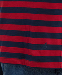 Super Combed Cotton Rich Striped Round Neck Half Sleeve T-Shirt - Navy & Shanghai Red-7