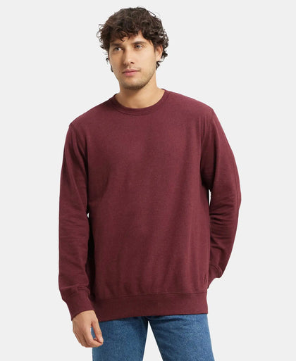 Super Combed Cotton French Terry Solid Sweatshirt with Ribbed Cuffs - Burgundy-1