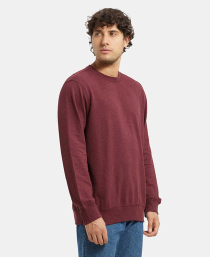 Super Combed Cotton French Terry Solid Sweatshirt with Ribbed Cuffs - Burgundy-2