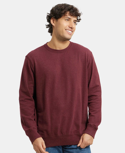 Super Combed Cotton French Terry Solid Sweatshirt with Ribbed Cuffs - Burgundy-5