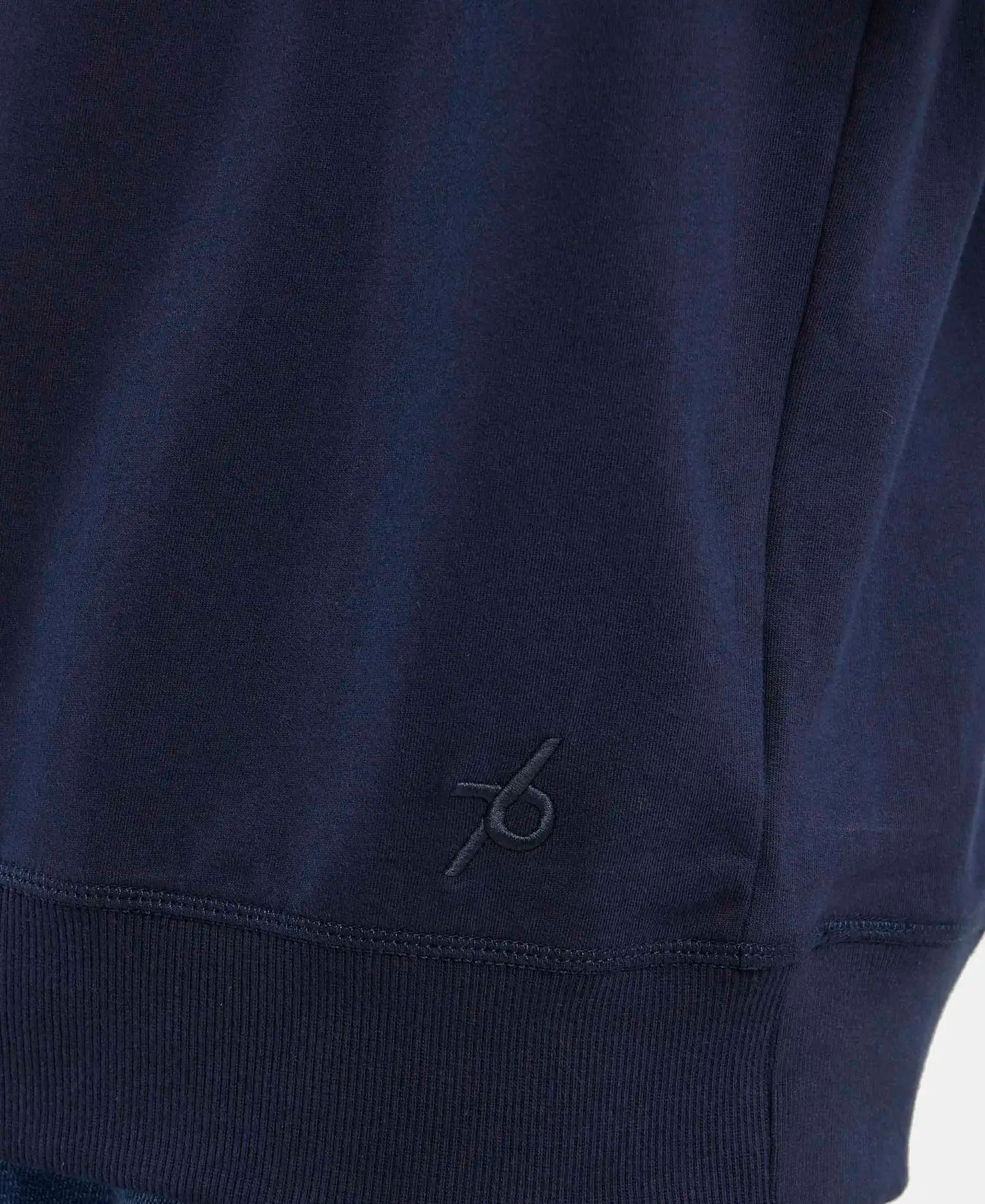 Super Combed Cotton French Terry Solid Sweatshirt with Ribbed Cuffs - Navy-7