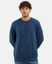 Super Combed Cotton French Terry Solid Sweatshirt with Ribbed Cuffs - Petrol-5