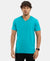 Super Combed Cotton Rich Solid V Neck Half Sleeve T-Shirt  - Deep Atlantis-1