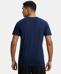 Pack of 2 Super Combed Cotton Rich Solid V Neck Half Sleeve T-Shirt - Black & Navy