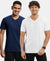 Pack of 2 Super Combed Cotton Rich Solid V Neck Half Sleeve T-Shirt - White & Navy