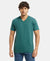 Super Combed Cotton Rich Solid V Neck Half Sleeve T-Shirt  - Pacific Green-1