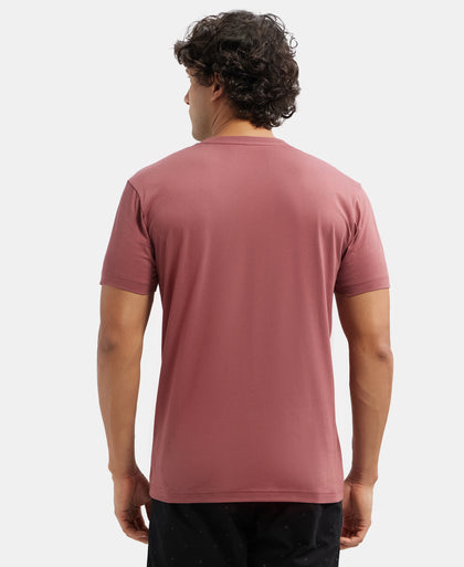 Super Combed Cotton Rich Solid V Neck Half Sleeve T-Shirt - Wild Ginger