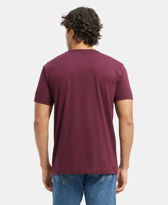 Super Combed Cotton Rich Solid V Neck Half Sleeve T-Shirt  - Wine Tasting-3