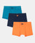 Super Combed Cotton Rib Fabric Solid Trunk with Front Open Fly and Ultrasoft Waistband - Mandarin Orange, Navy & Ocean Depth (Pack of 3)