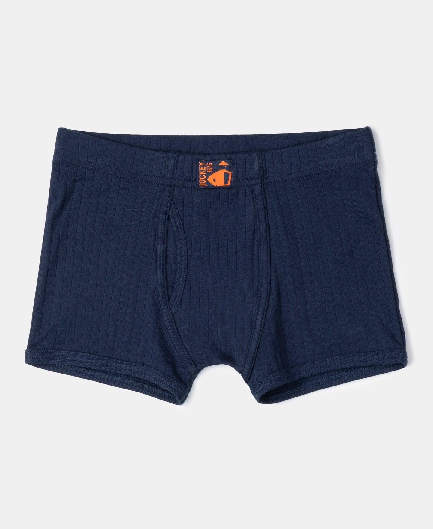 Super Combed Cotton Rib Fabric Solid Trunk with Front Open Fly and Ultrasoft Waistband - Mandarin Orange, Navy & Ocean Depth (Pack of 3)