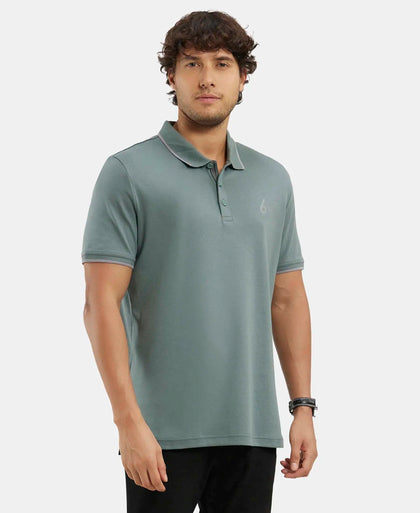 Super Combed Cotton Rich Solid Half Sleeve Polo T-Shirt - Balsam Green-2