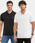 Pack of 2 Super Combed Cotton Rich Solid Half Sleeve Polo T-Shirt - White & Black