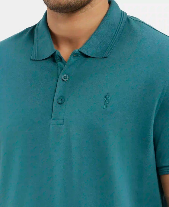 Super Combed Cotton Rich Solid Half Sleeve Polo T-Shirt - Pacific Green-7