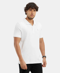 Super Combed Cotton Rich Solid Half Sleeve Polo T-Shirt - White-2