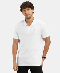 Super Combed Cotton Rich Solid Half Sleeve Polo T-Shirt - White-5