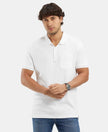 Super Combed Cotton Rich Solid Half Sleeve Polo T-Shirt with Chest Pocket - White-1