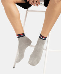 Compact Cotton Elastane Stretch Ankle Length Socks with StayFresh Treatment - Grey Melange