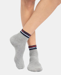 Compact Cotton Elastane Stretch Ankle Length Socks with StayFresh Treatment - Grey Melange