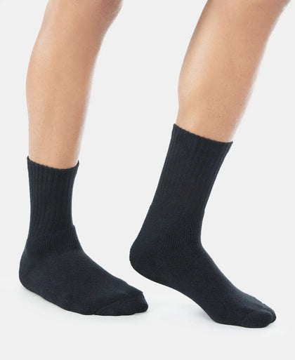 Compact Cotton Terry Crew Length Socks With StayFresh Treatment - Black