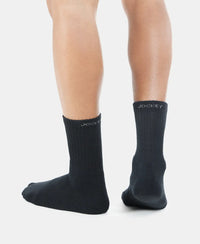 Compact Cotton Terry Crew Length Socks With StayFresh Treatment - Black