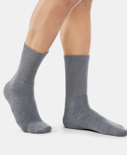 Pack of 6 Compact Cotton Terry Crew Length Socks With StayFresh Treatment - Black, Navy, Midgrey & Charcoal Melange