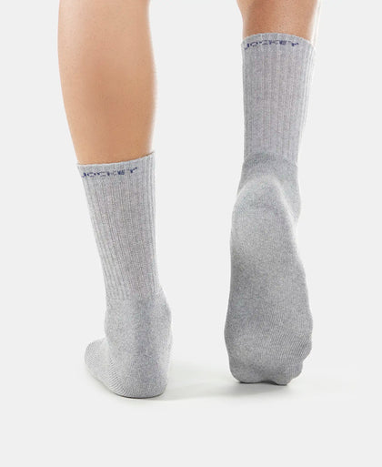 Pack of 6 Compact Cotton Terry Crew Length Socks With StayFresh Treatment - Black, Navy, Midgrey & Charcoal Melange