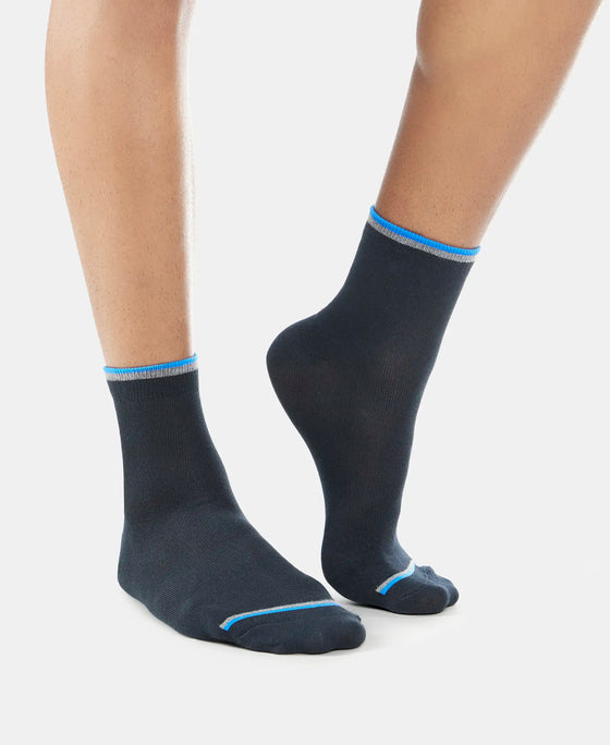 Compact Cotton Elastane Stretch Ankle Length Socks With StayFresh Treatment - Black (Pack of 2)