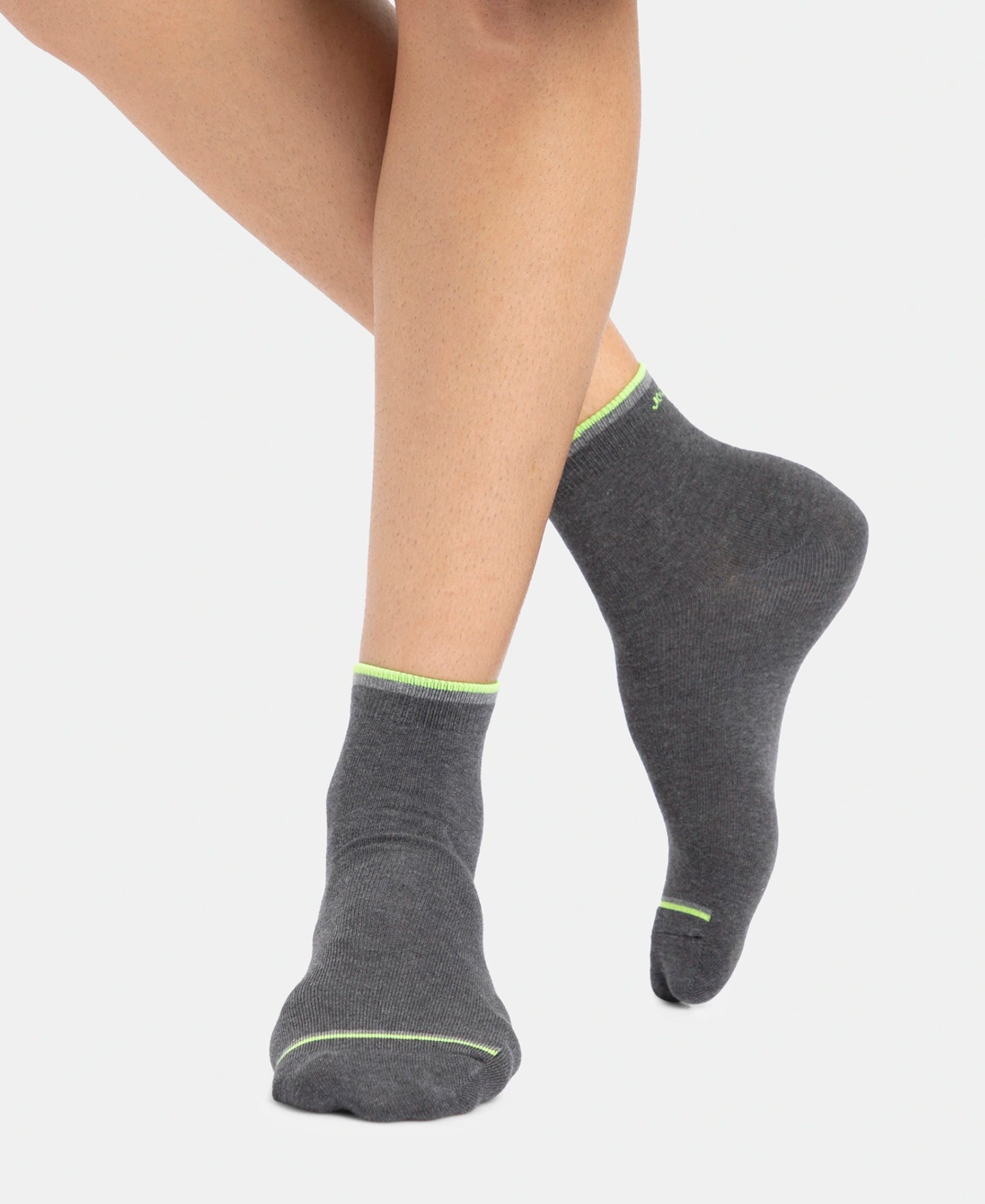 Compact Cotton Elastane Stretch Ankle Length Socks With StayFresh Treatment - Charcoal Melange (Pack of 2)