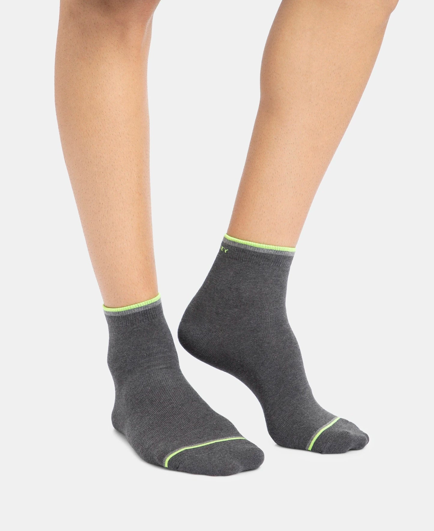 Compact Cotton Elastane Stretch Ankle Length Socks With StayFresh Treatment - Charcoal Melange (Pack of 2)