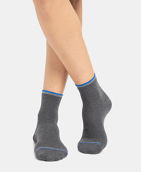 Compact Cotton Elastane Stretch Ankle Length Socks With StayFresh Treatment - Charcoal Melange (Pack of 2)