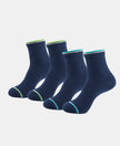 Compact Cotton Elastane Stretch Ankle Length Socks With StayFresh Treatment - Navy (Pack of 2)