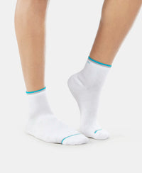 Compact Cotton Elastane Stretch Ankle Length Socks With StayFresh Treatment - White (Pack of 2)