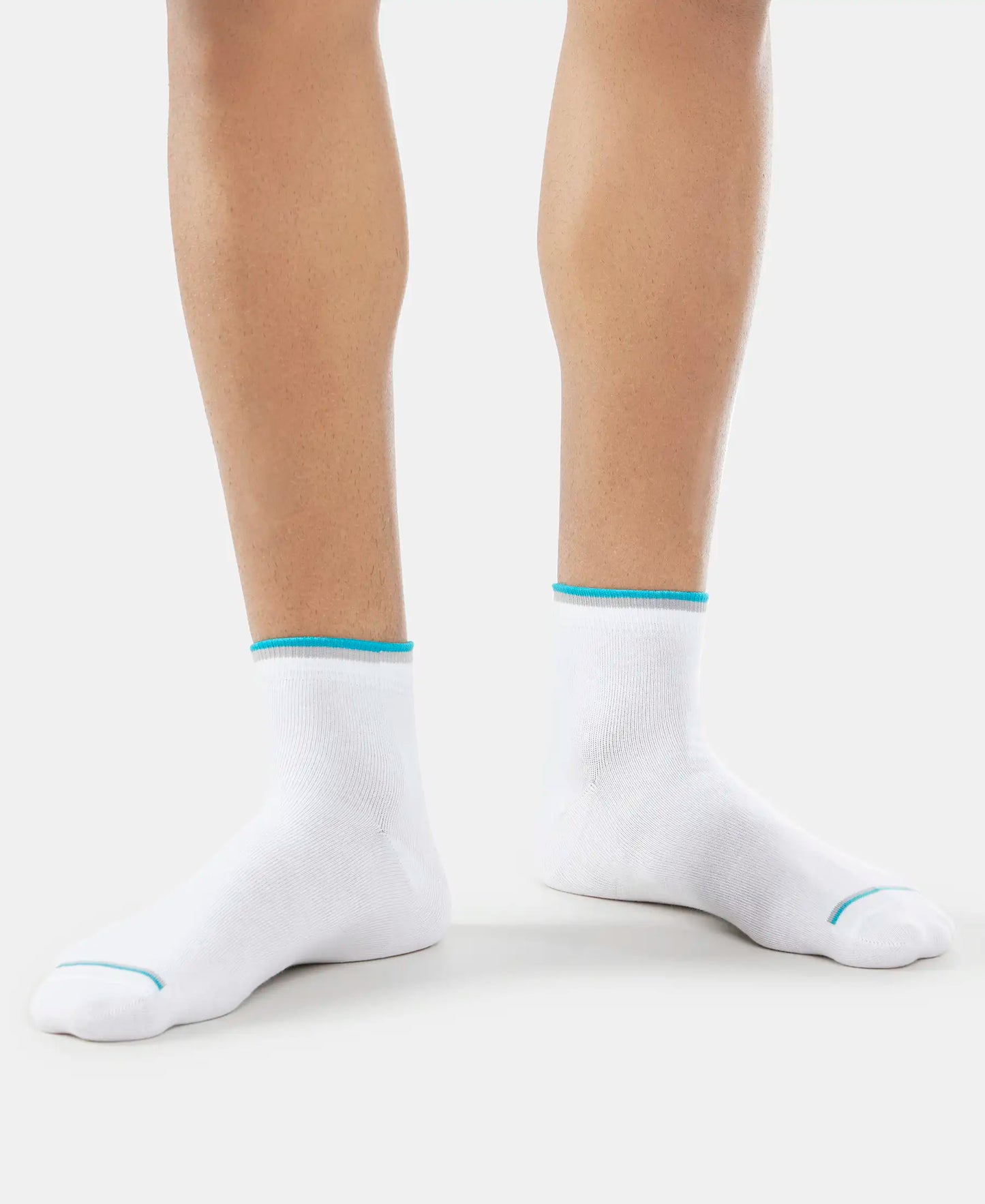 Compact Cotton Elastane Stretch Ankle Length Socks With StayFresh Treatment - White (Pack of 2)