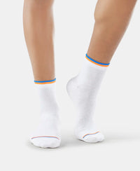 Compact Cotton Elastane Stretch Ankle Length Socks With StayFresh Treatment - White (Pack of 2)