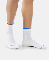 Compact Cotton Elastane Stretch Ankle Length Socks With StayFresh Treatment - White (Pack of 2)