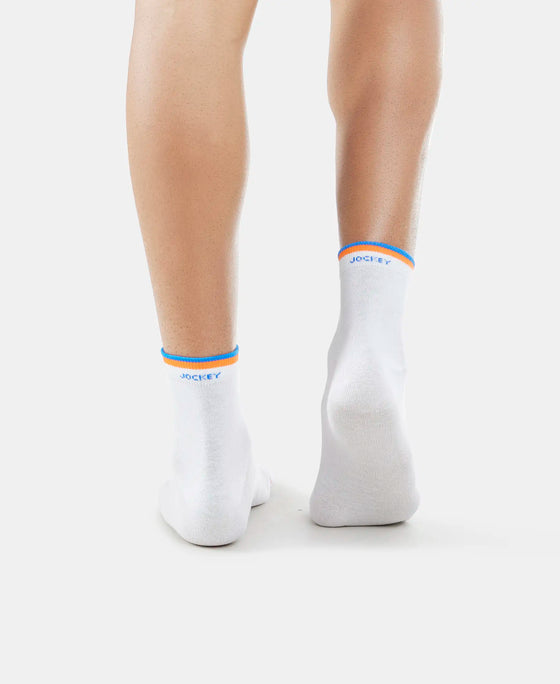 Compact Cotton Elastane Stretch Ankle Length Socks With StayFresh Treatment - White (Pack of 2)