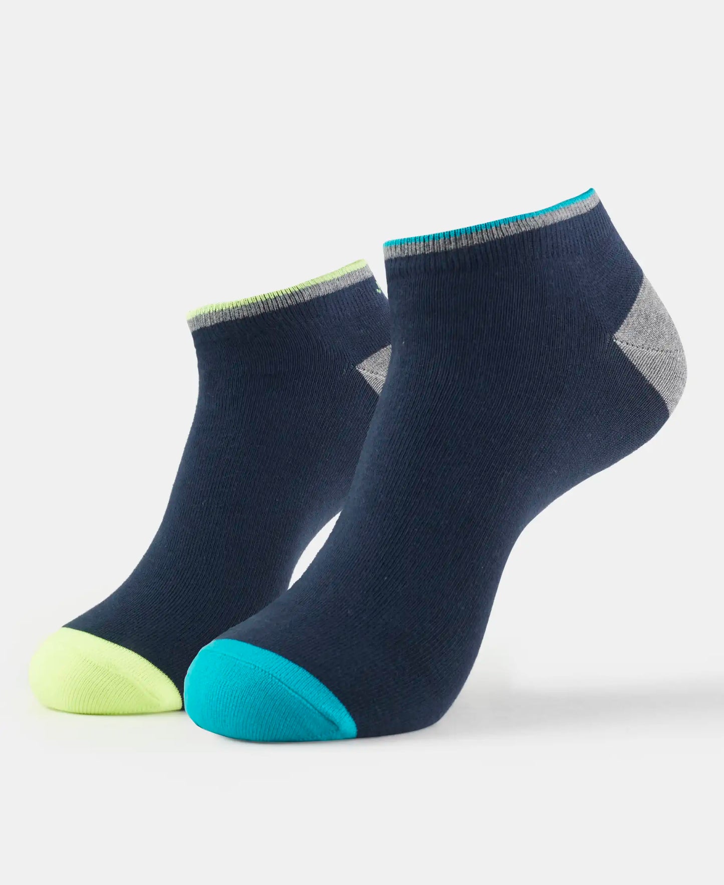 Compact Cotton Elastane Stretch Low Show Socks With StayFresh Treatment - Navy (Pack of 2)