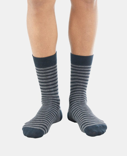 Compact Cotton Elastane Stretch Crew Length Socks With StayFresh Treatment - Black