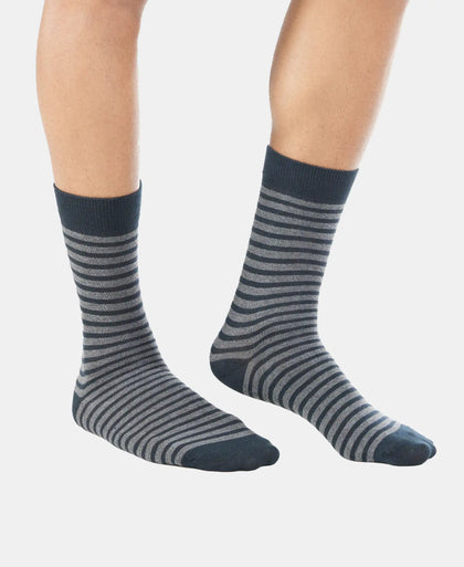 Compact Cotton Elastane Stretch Crew Length Socks With StayFresh Treatment - Black