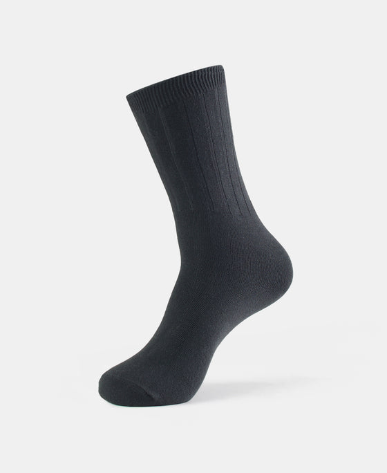 Blended Modal Stretch Crew Length Thermal Socks With StayFresh Treatment - Black