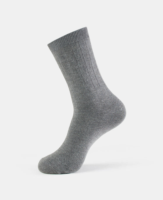 Blended Modal Stretch Crew Length Thermal Socks With StayFresh Treatment - Charcoal Melange